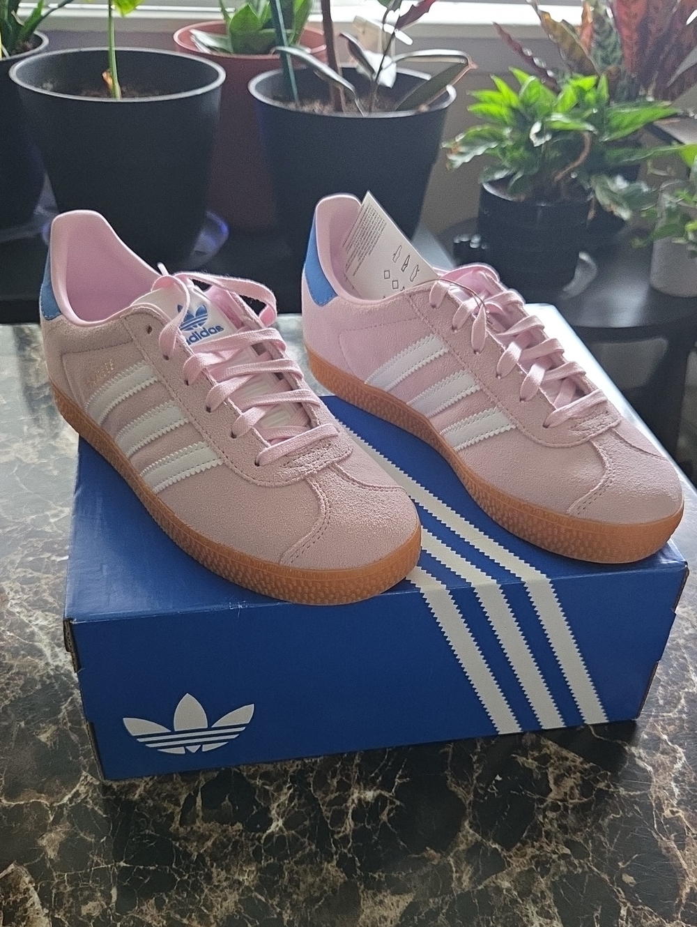 adidas Kids Pink Suede Sneakers with White Stripes